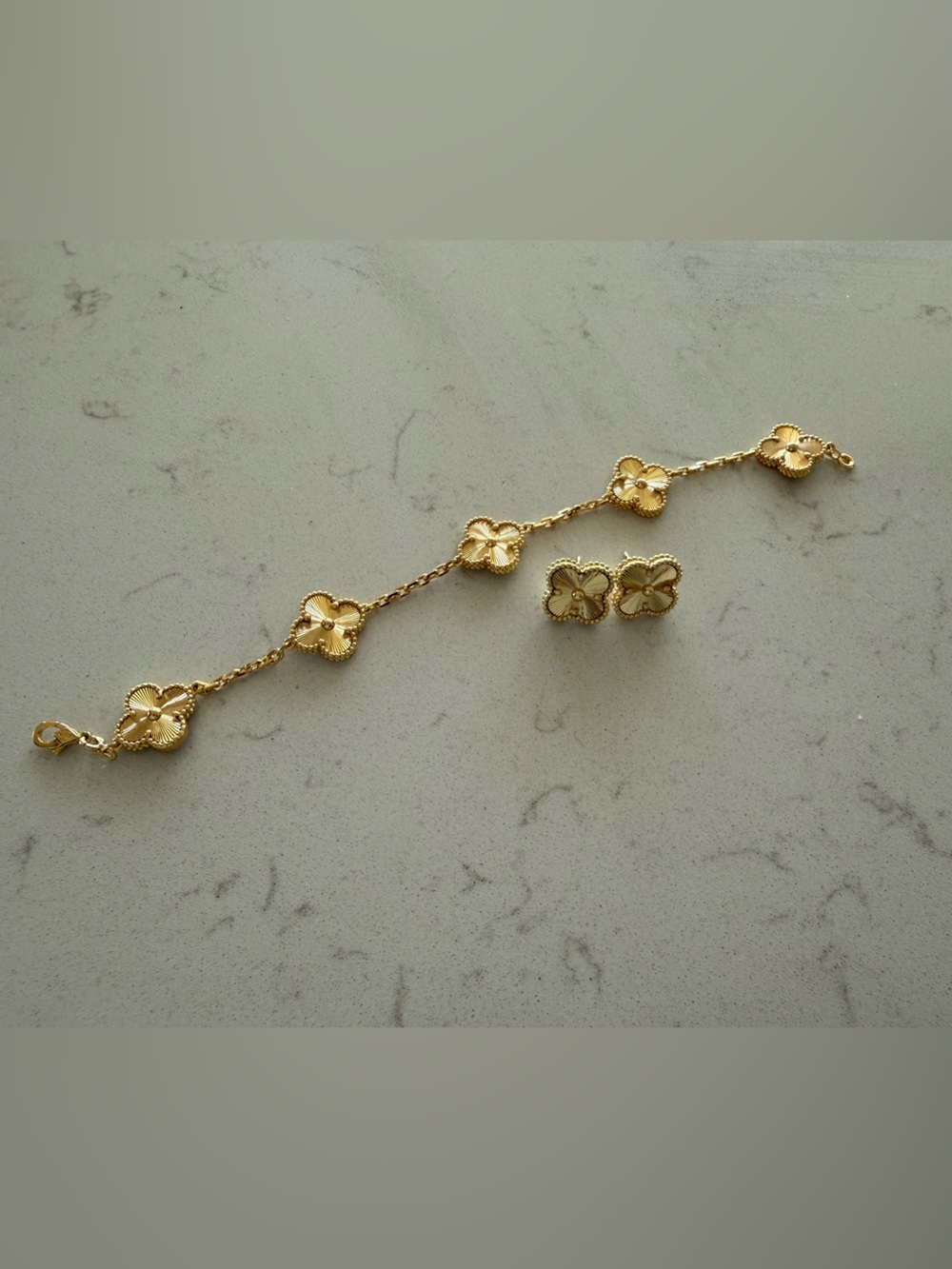 Amazon Gold Floral Link Bracelet and Matching Ring Set